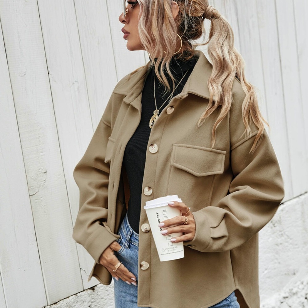Boyfriend fit oversized shacket jacket button up - Picture 10 of 16